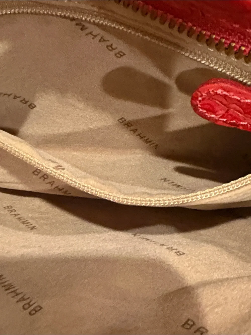 Brahmin Red Croc-Embossed Wristlet Clutch with Gold Plate